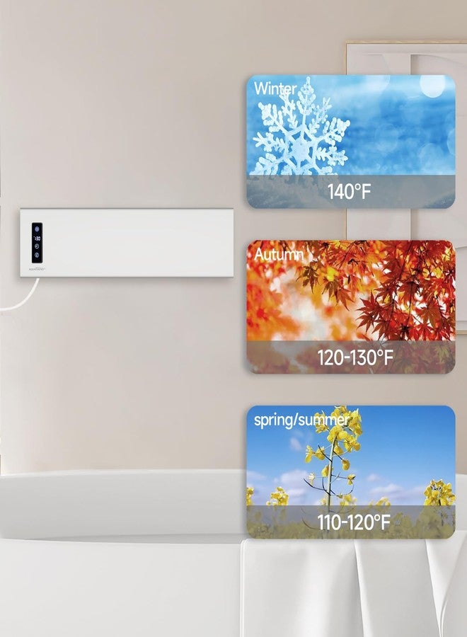 Aquatrend Hot Towel Warmer, Small Towel Warmer Rack Wall-Mounted, LED Control with Built-in Timer & Temperature, 17.7" x 5.1", Max 140°F, Plug-in and Hardwired, Fast Heating, Brushed Silver - Image 4