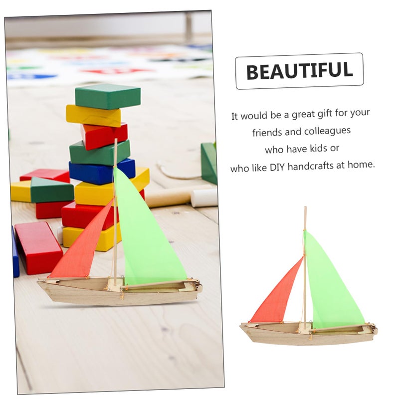 Kids DIY Sailboat 3D Wooden Puzzle Model Kit Educational Home Decor Craft Random Color - Image 4