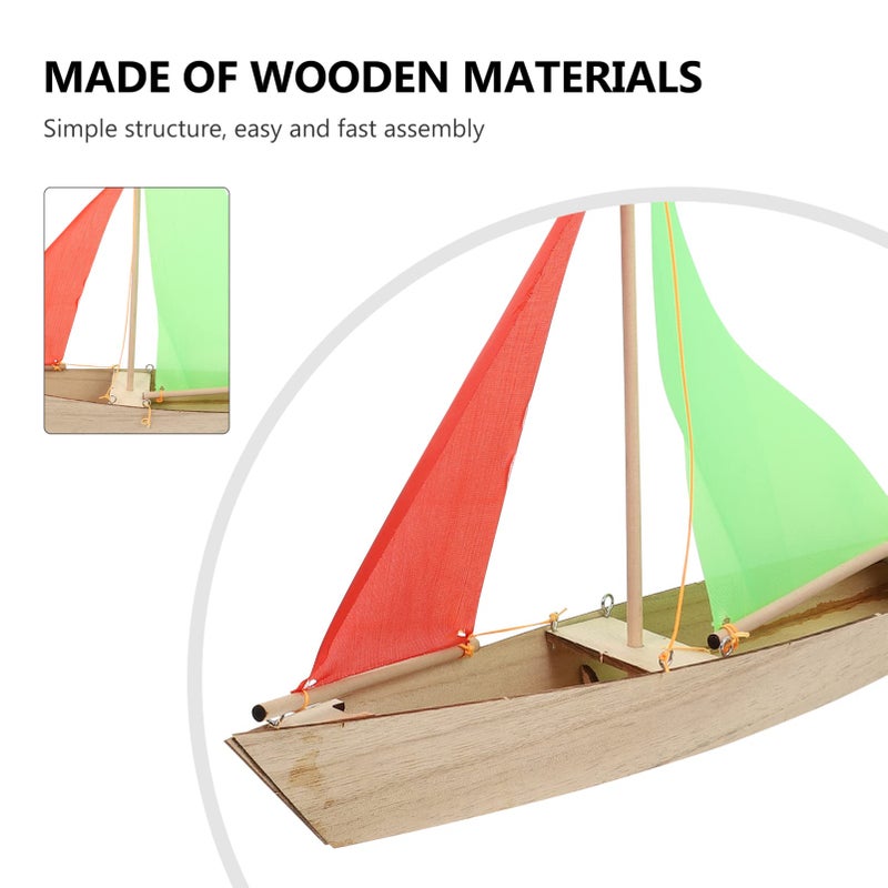 Kids DIY Sailboat 3D Wooden Puzzle Model Kit Educational Home Decor Craft Random Color - Image 3