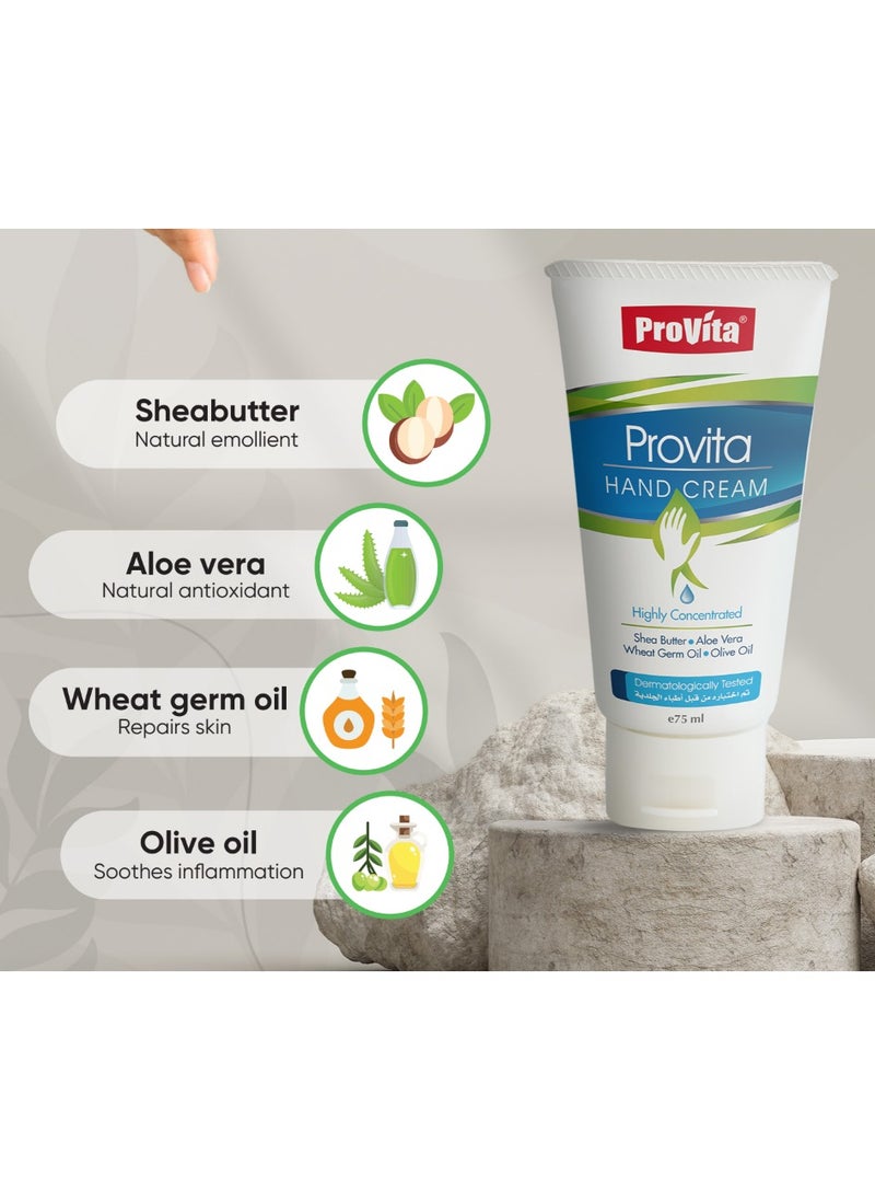 ProVita PROVITA HAND CREAM With Shea Butter Aloe Vera Wheat Germ Oil and Olive Oil 75 ML  - Image 1