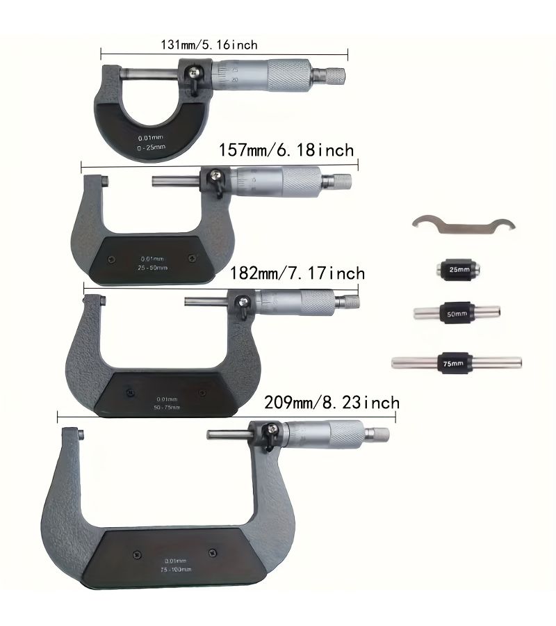 Thread Micrometer 25 50mm External Diameter Thickness Measuring Gauge - Image 1