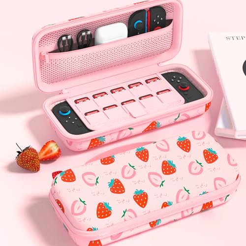 FANPL Case for Nintendo Switch 2 (2025) Accessories, Pink Cute Travel Carrying Cover with Adjustable Shoulder Strap, Strawberry - Image 5