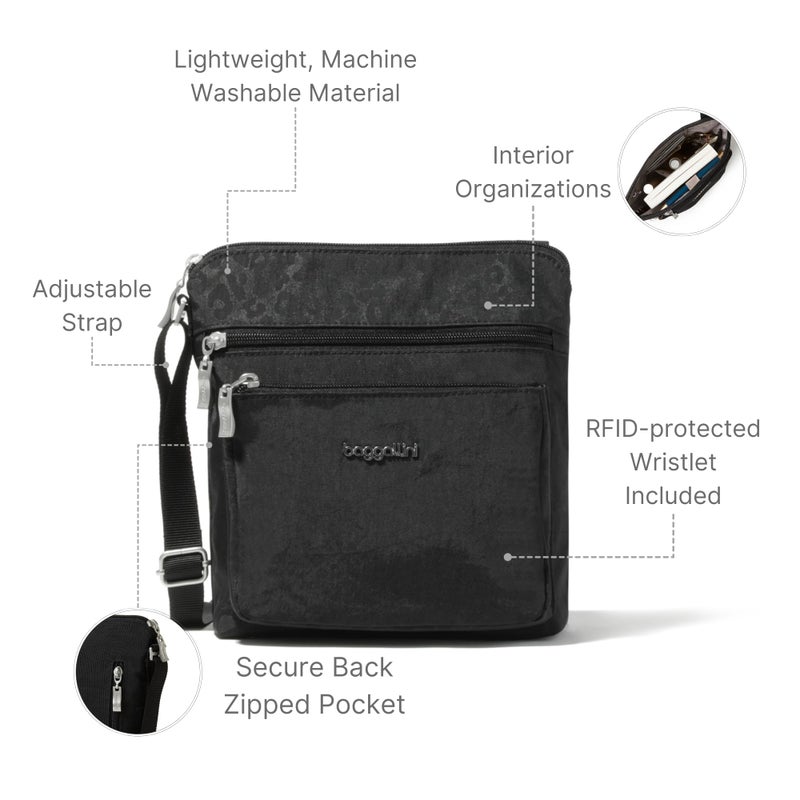 Baggallini Pocket Crossbody Travel Bag, Black Cheetah, One Size - Image 3