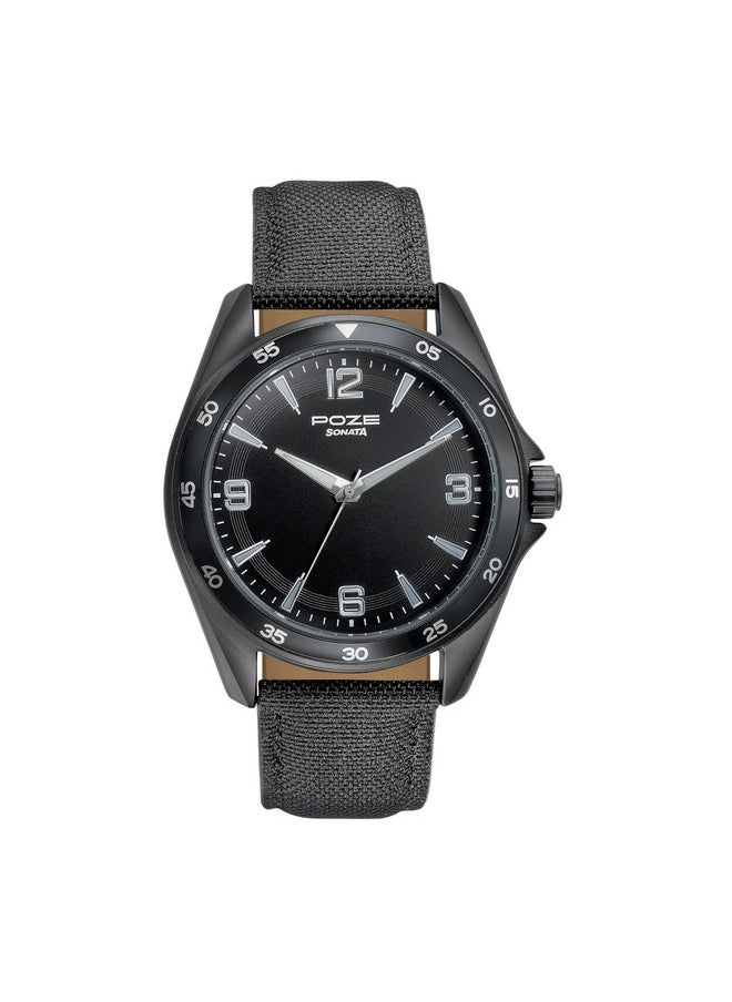 Sonata - Sonata Poze Quartz Analog Black Dial Leather Strap Watch for Men-SP70037NL01W - Image 1