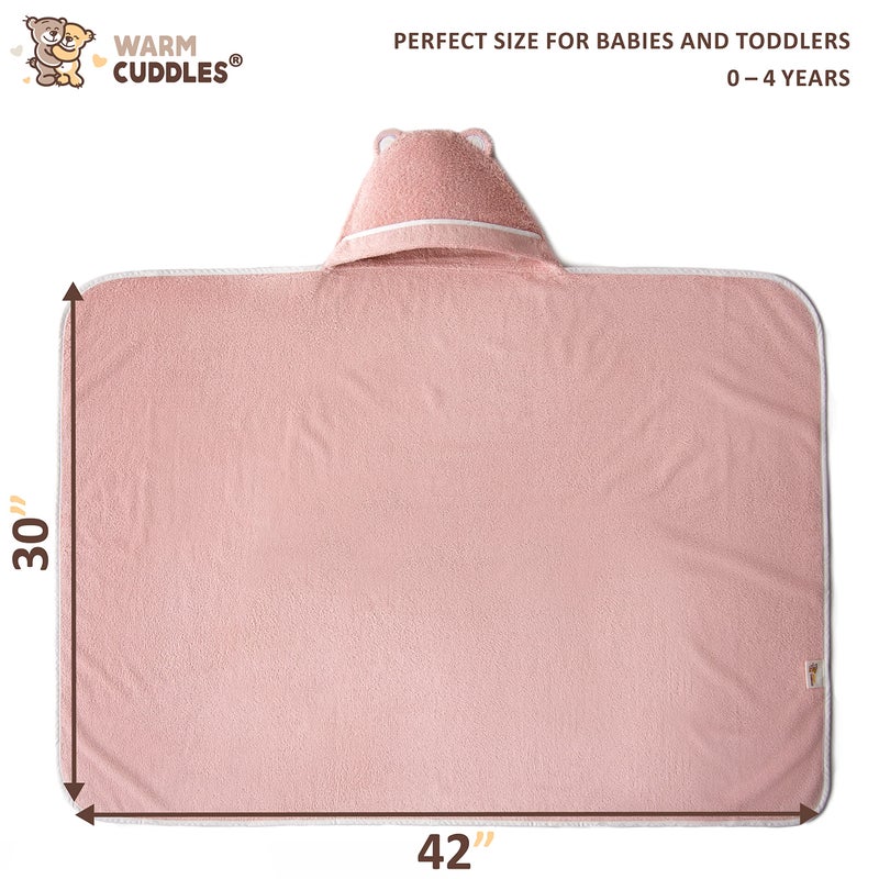 Warm Cuddles Premium Toddler Towels with Hood - Extra Soft Rayon from Bamboo Toddler Bath Towel (Pink) - Image 3