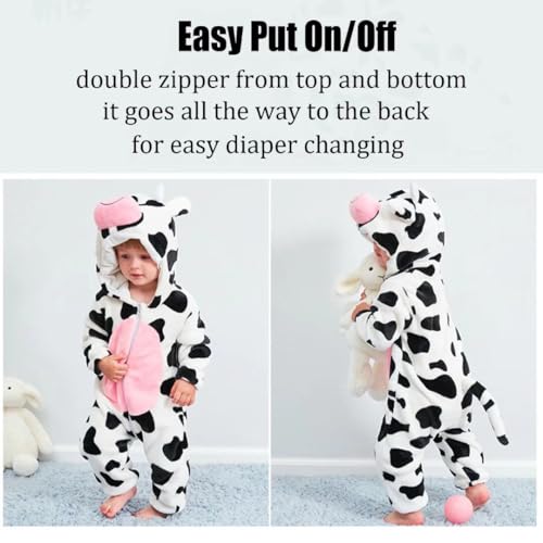 OLLULL Baby Cow Costumes Unisex Toddler Outfit Halloween Dress Up Romper 2-3 Years - Image 5
