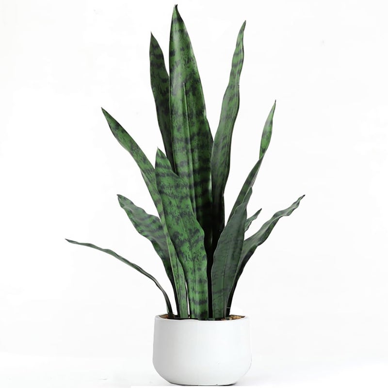 Ollain Artificial Plant 23.6" Fake Snake Plant Faux Plants Green Fake Succulent Potted for Bathroom Shelf Decor Desk Plant Home Office Decor - Image 1
