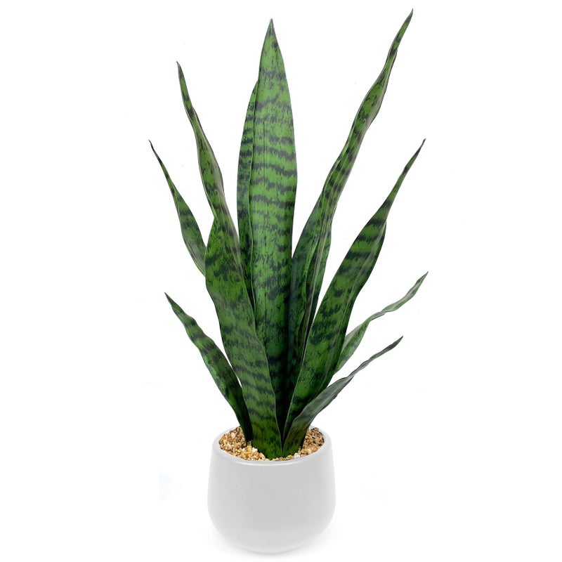 Ollain Artificial Plant 23.6" Fake Snake Plant Faux Plants Green Fake Succulent Potted for Bathroom Shelf Decor Desk Plant Home Office Decor - Image 4