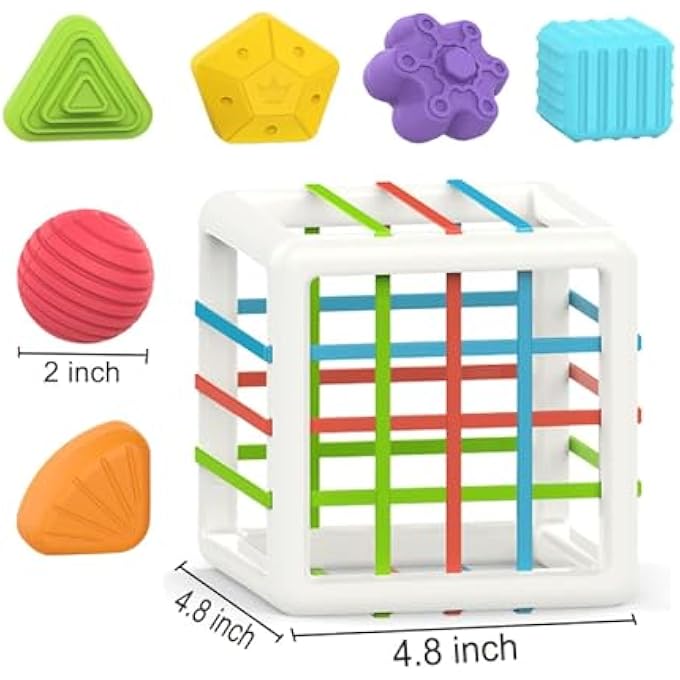 MONTESSORI TOYS FOR 1 YEAR OLD BABY SORTER TOY WITH COLORFUL CUBE & SENSORY SHAPE SORTING BABY TOYS 6-12-18 MONTHS | FUN TODDLER DEVELOPMENTAL LEARNING EDUCATIONAL TOY & BIRTHDAY GIFT - Image 3