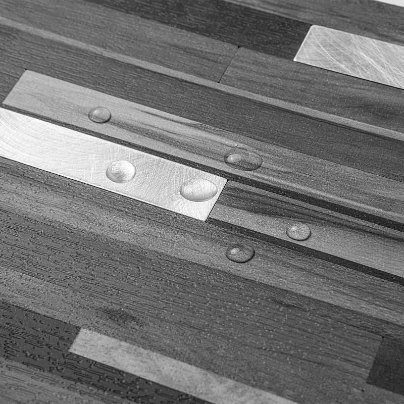 DICOFUN 10-Sheet Peel and Stick Backsplash Tile, Black & Grey Wood Look PVC Mixed Metal Stick on Backsplash Tiles for Kitchen, 9.4 sq.ft - Image 2
