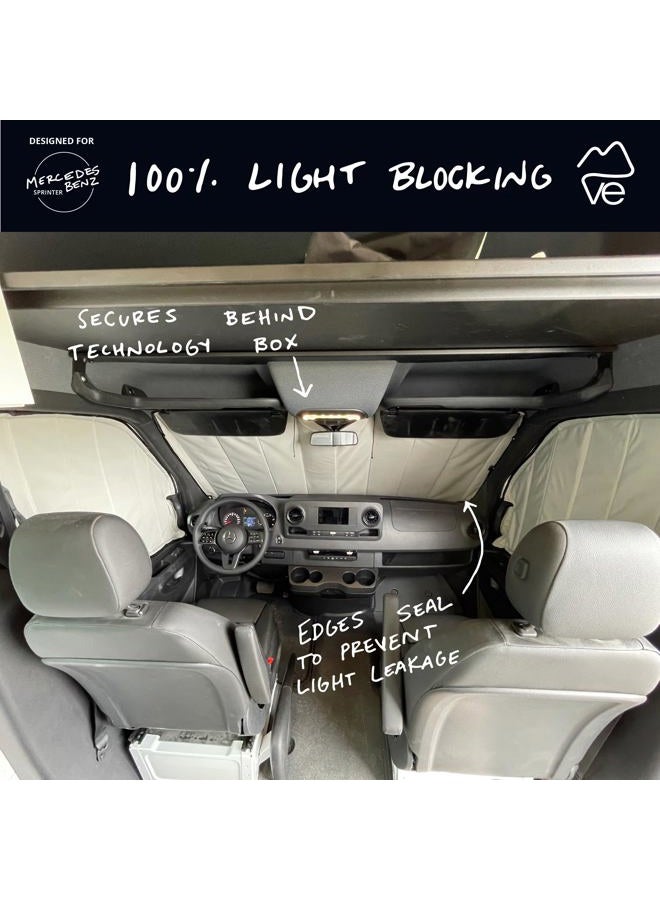 VanEssential Mercedes-Benz Sprinter Van NCV3/VS30 (Van Year 2007-Current) Insulated Front Windshield Cover - Cool Gray - Image 4