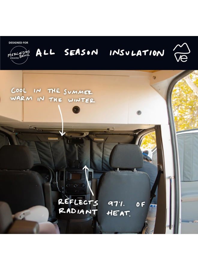 VanEssential Mercedes-Benz Sprinter Van NCV3/VS30 (Van Year 2007-Current) Insulated Front Windshield Cover - Cool Gray - Image 3