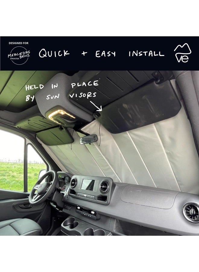 VanEssential Mercedes-Benz Sprinter Van NCV3/VS30 (Van Year 2007-Current) Insulated Front Windshield Cover - Cool Gray - Image 2