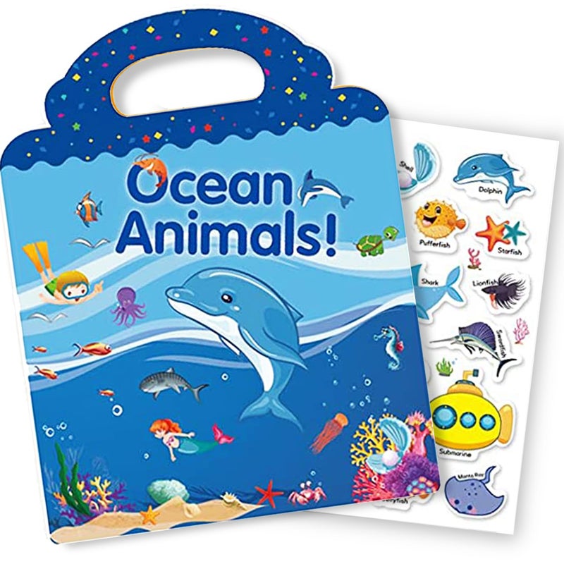 RUSON Reusable Sticker Book for Kids Ocean Stickers Educational Learning Toys Travel Stickers Activity Books for Toddler Girls Boys Age 3 Birthday Gifts - Image 2