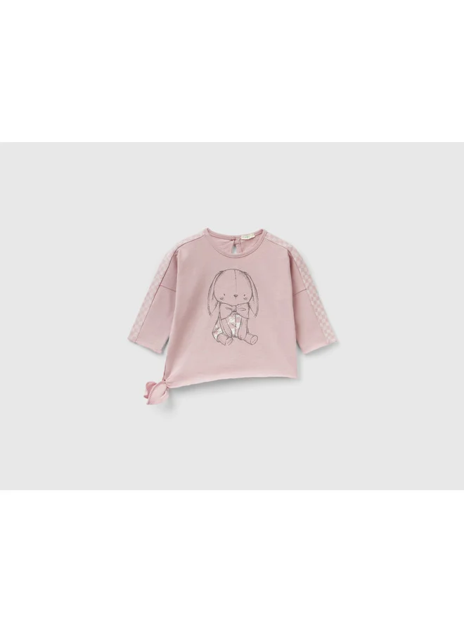 يونايتد كولورز أوف بينتيون Optical T-Shirt With Knot