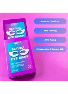 masque Bar Firming 360 Degree Bio Cellulose Retinol Eye Mask - Anti-Wrinkle Eye Patches With Collagen, Peptides, And Hyaluronic Acid - Korean Eye Mask For Skin Firming & Plumping (6Pk)  - Image 2