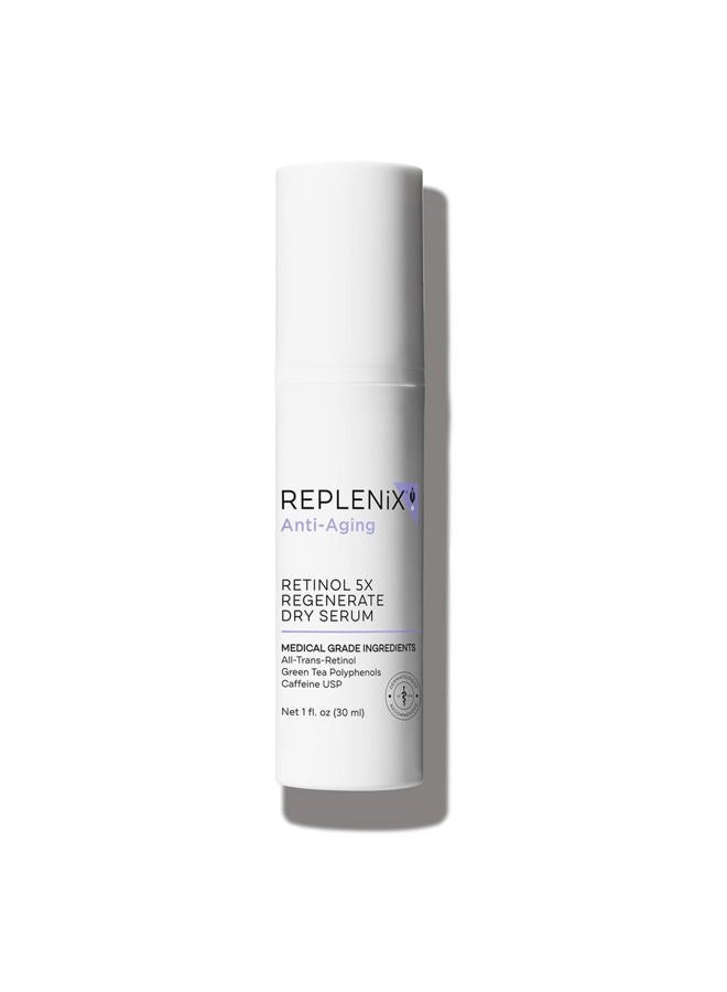 Replenix Anti-Aging Retinol 5X Regenerate Dry Serum, Medical-Grade Quick-Drying Face Serum for Mature Skin (1 fl. oz) - Image 1