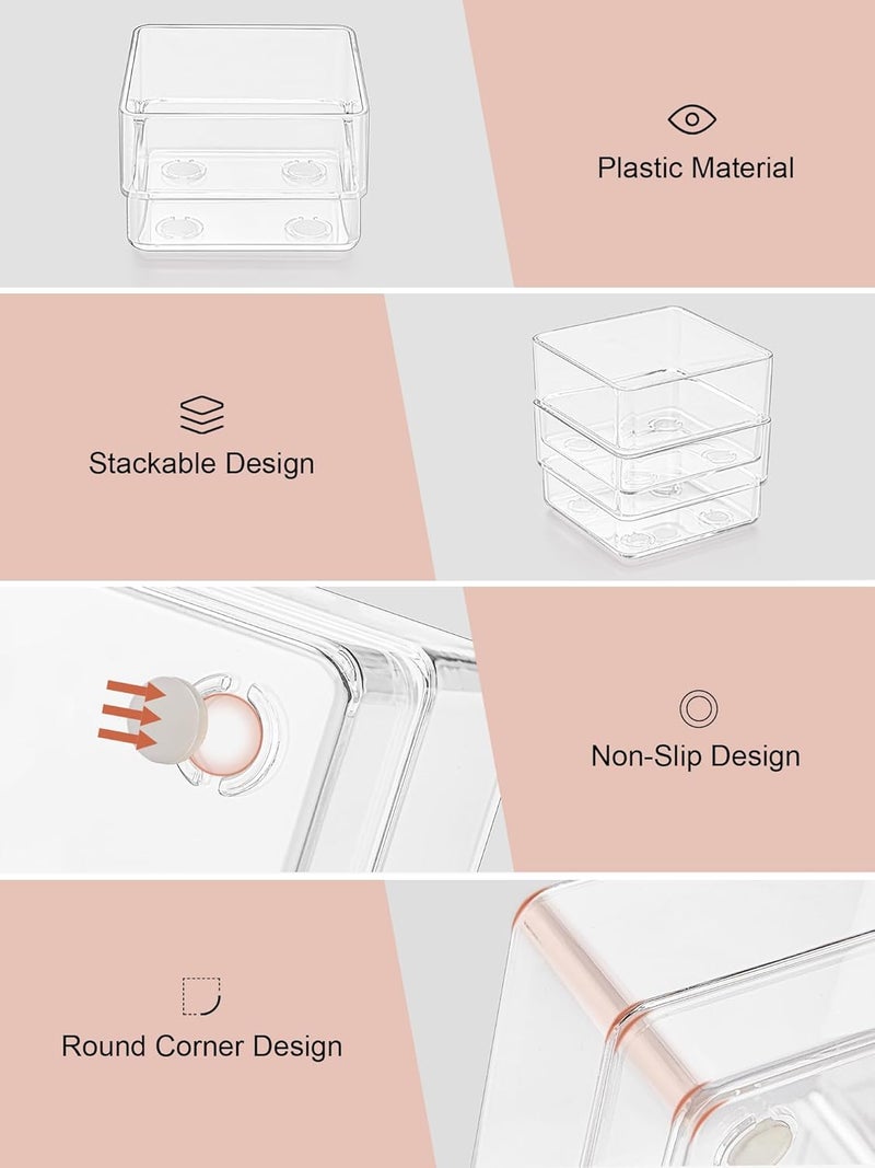 SMARTAKE 37-Piece Drawer Organizer with Non-Slip Silicone Pads, 4-Size Desk Drawer Organizer Trays Storage Tray for Makeup, Jewelries, Utensils in Bedroom Dresser, Office and Kitchen (Clear) - Image 5