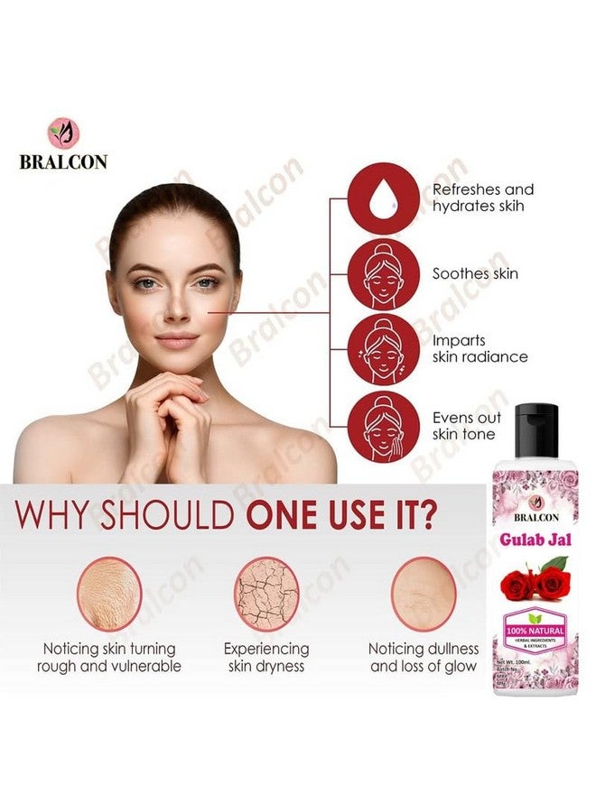 BRALCON Gulab Jal, Multani Mitti Powder Combo| Gulab Jal Rose Water and Multani Mitti Powder for Face Pack, Face Mask, Hair & Skin Care| Skin Glowing | Pack of 2 | 200gm - Image 3