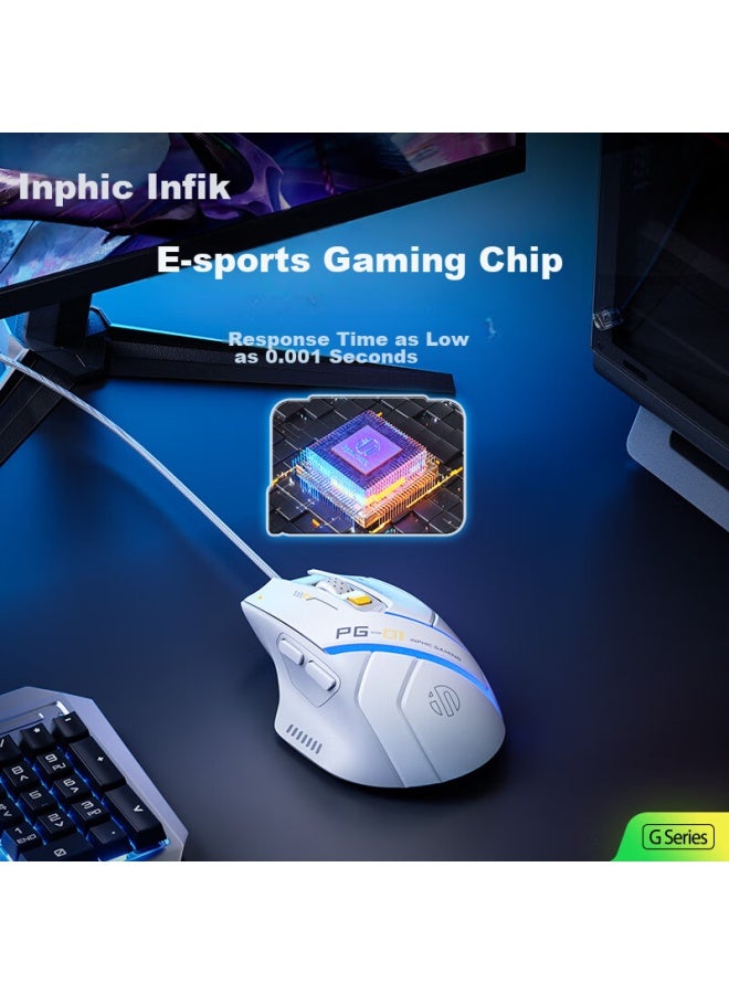 Inphic Pg1 Wired Gaming Mouse, E-sports Macro, Right-handed Universal Rgb, For Pubg/lol/csgo, Compatible With Desktop And Laptop, 12800dpi - Image 2