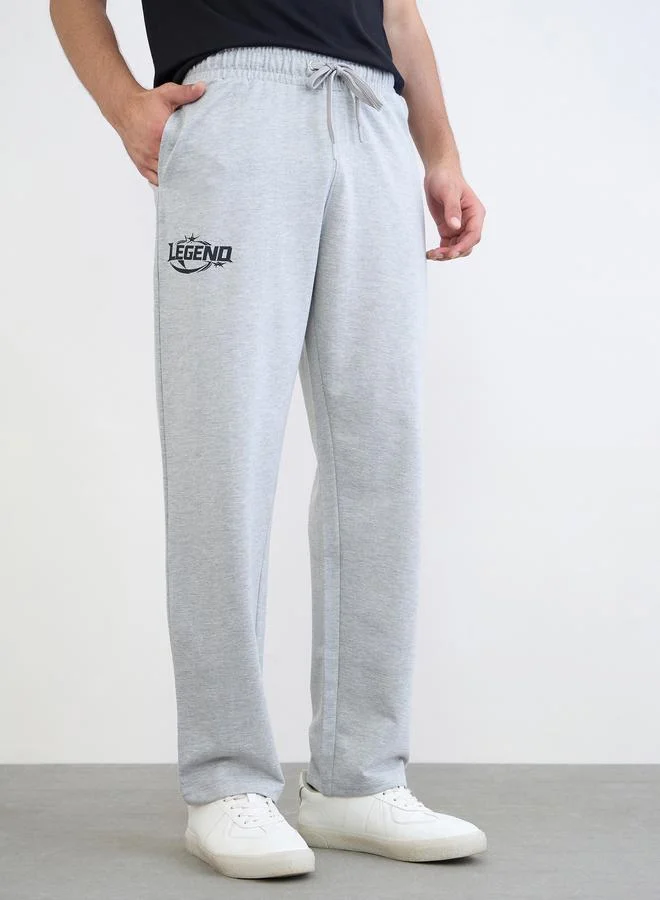 Styli Grey Men Text Print Relaxed Fit Joggers for Men | Best Price UAE