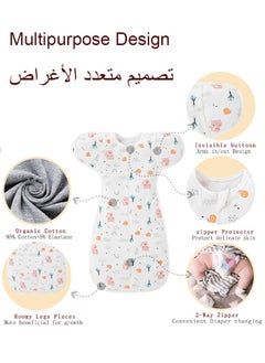 bbet 60cm*30cm Baby Wearable Blanket with 2-Way Zipper Easy to Use， 100% Cotton Fiber Soft and Skin-Friendly Sleep Bag with Sleeves Swaddle Transition Sleep Bag Sack Clothes for 6-9 Months Baby  - Image 3