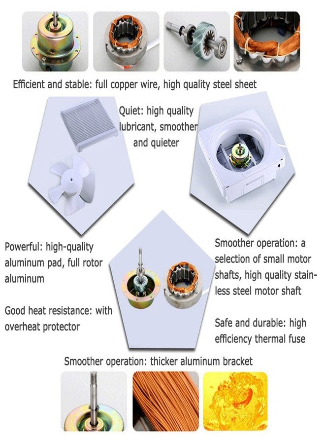 SAILFLO 6 Inch Small Window Shutter Exhaust Fan, 7.7 x 7.7 Inch Cutout, 145CFM 25W Wall-Mounted Ventilation Fan Air Extractor for Bathroom Home Bedroom Attic, φ6 Inch Impeller - Image 5