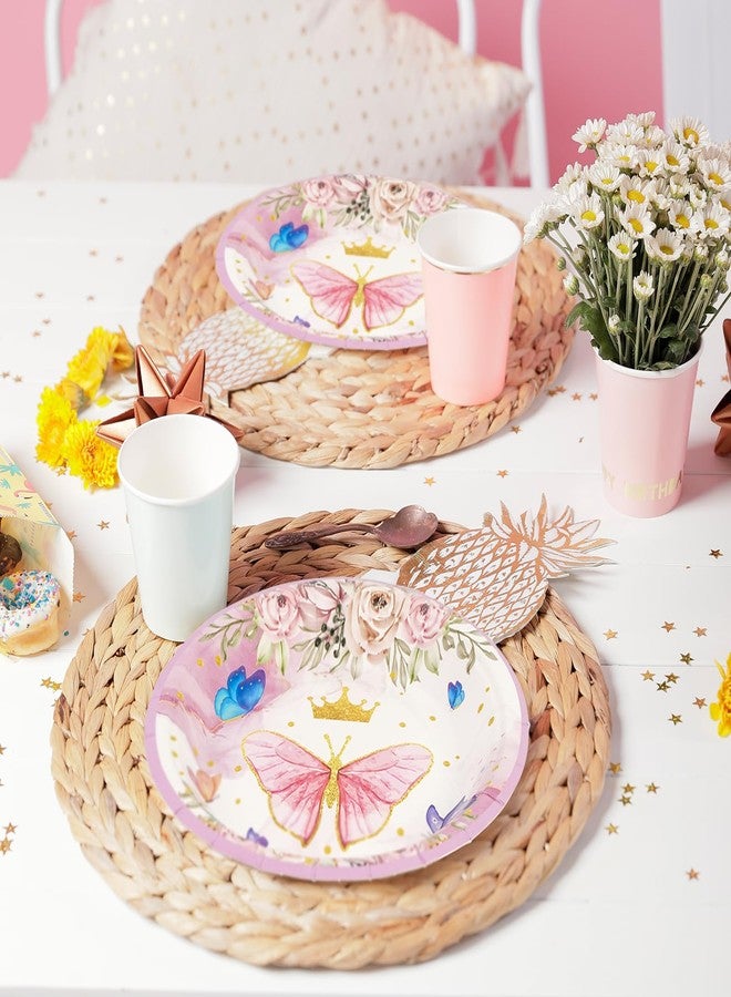 LDFDRT 50 Pack Paper Plates and Napkins Birthday Party Decorations 25 * 7in Dessert Plates & 25 * 6.5in Napkins Party Supplies (Butterfly) - Image 2