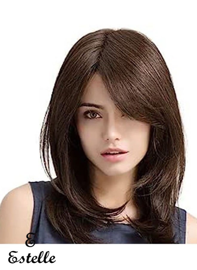 Estelle Fiber Heat Resistant Wig Nature looking Dark Brown for Cosplay Daily Party Use Synthetic Hair Replacement Wig For Fashion Women  - Image 1