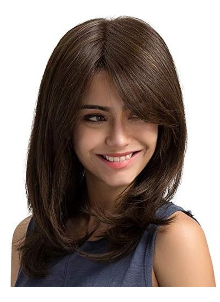 Estelle Fiber Heat Resistant Wig Nature looking Dark Brown for Cosplay Daily Party Use Synthetic Hair Replacement Wig For Fashion Women  - Image 4