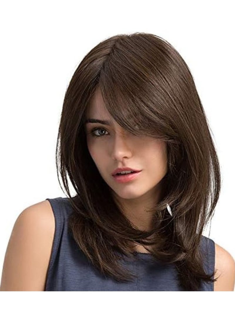 Estelle Fiber Heat Resistant Wig Nature looking Dark Brown for Cosplay Daily Party Use Synthetic Hair Replacement Wig For Fashion Women  - Image 5