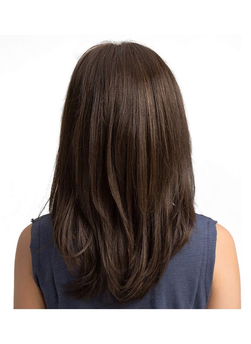 Estelle Fiber Heat Resistant Wig Nature looking Dark Brown for Cosplay Daily Party Use Synthetic Hair Replacement Wig For Fashion Women  - Image 3