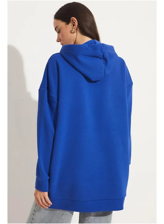 JUNE June Basic Thick Hooded Sweatshirt Saxe