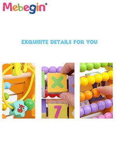 MEBEGIN Giraffe Activity Cube for babies, Wooden Multipurpose Activity Center Bead Maze Toy with Abacus Roller and Rotating Blocks, Educational Learning Montessori Toys, Early Creative Educational Toys  - Image 5