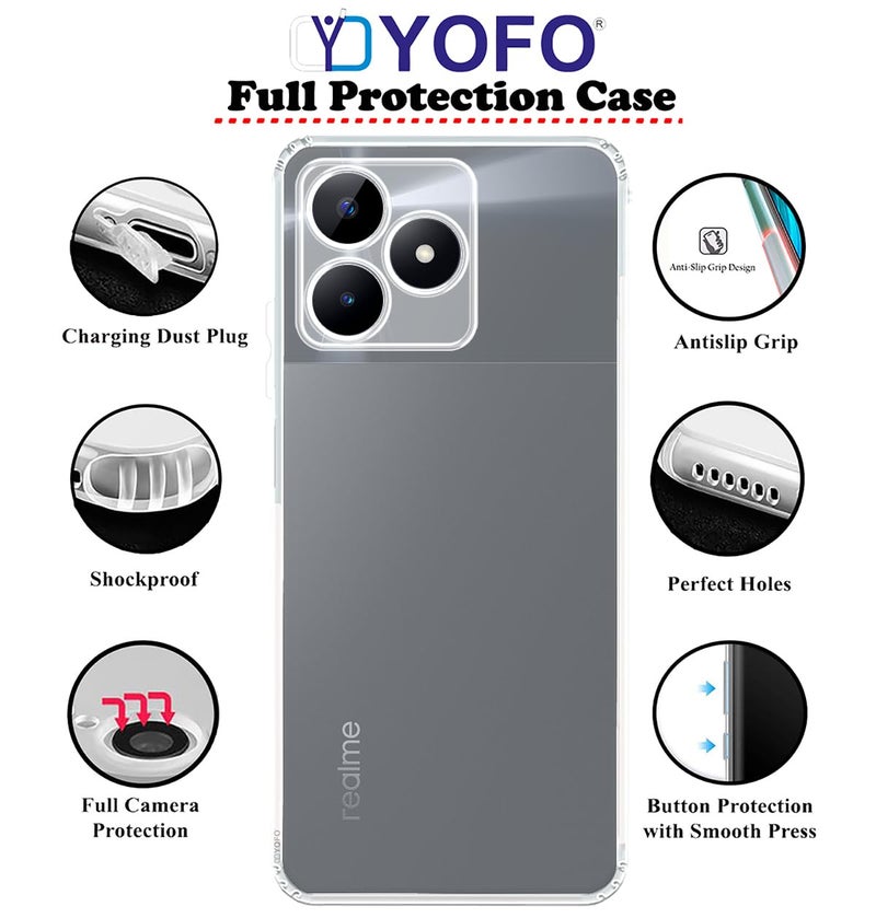 YOFO Silicon Back Cover Case for Realme C53 / Realme Narzo N53 / C51 (Transparent) Camera Protection with Dust Plug - Image 2
