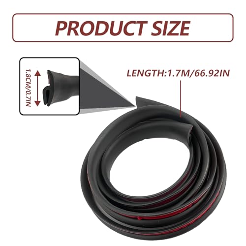 KEVWR 17M 56Ft Front Rear Windshield Cowl Rubber Seal Strip Black Molding Trim Strips Universal Vehicles Self Adhesive Cuttable Sealing Strip for Most Cars Trucks SUVs HShape - Image 3