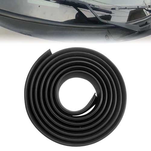KEVWR 17M 56Ft Front Rear Windshield Cowl Rubber Seal Strip Black Molding Trim Strips Universal Vehicles Self Adhesive Cuttable Sealing Strip for Most Cars Trucks SUVs HShape - Image 1