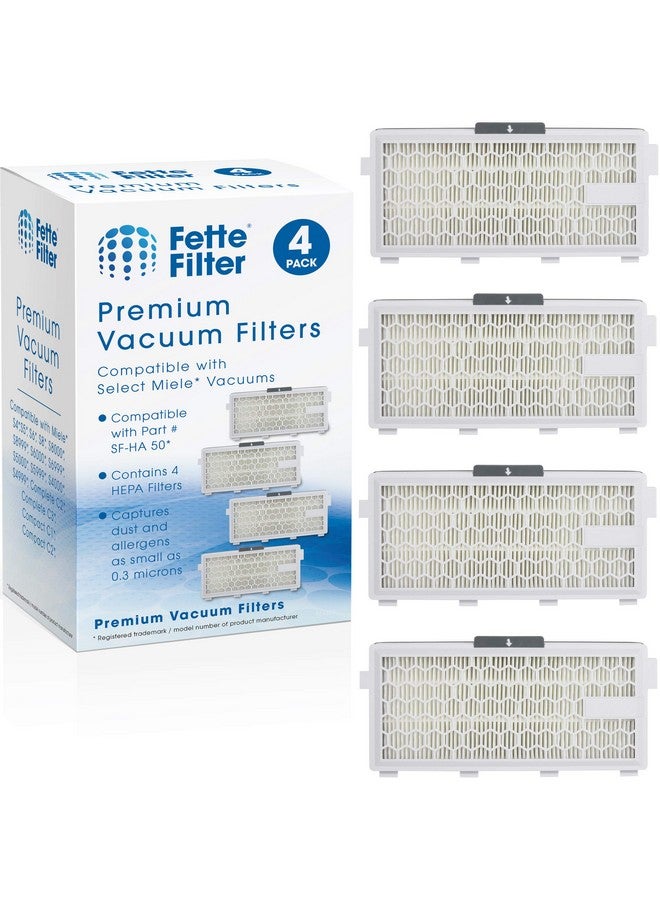 Fette Filter- Pack of 4 HEPA Filters Compatible with Miele AirClean SF-HA 50 Filter for Model # S4, S5, S6, S8, S8000, S8999, S6000, S6999, S5000, S5999, S4000, S4999, Complete C2 & C3 - Image 1