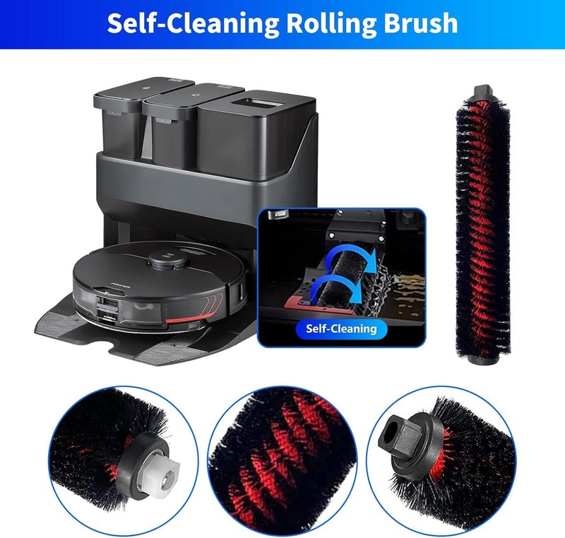 AKUSCON Replacement Parts for Roborock S7 MaxV Ultra / S7 Pro Ultra Vacuum Cleaner,Accessories Kit inclue 1 Roller Brush，1 Self-Cleaning Brush,4 Filter，8 Side Brush，4 Mopping Cloth，4 dust Bags - Image 2