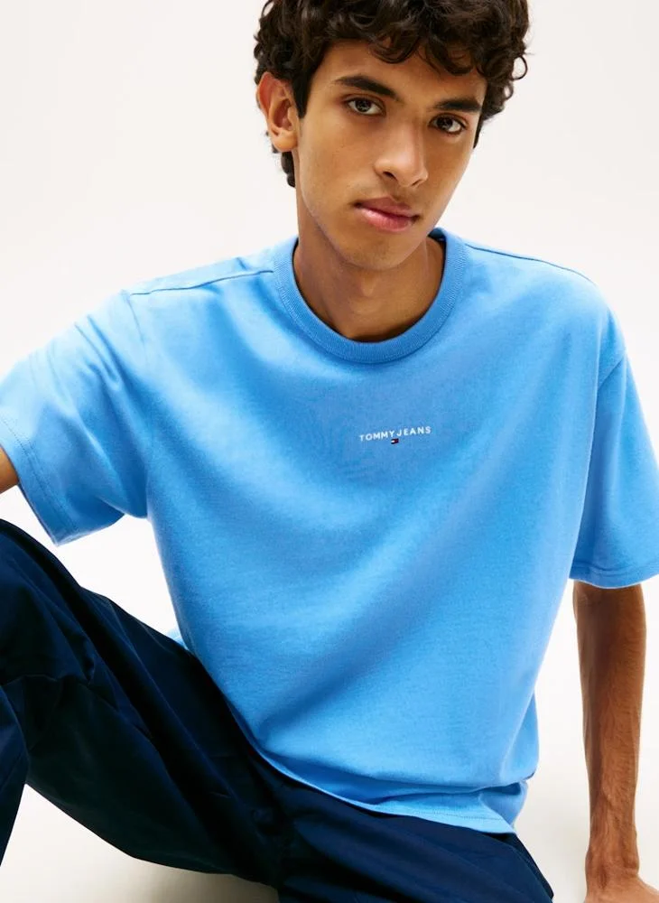 TOMMY JEANS  Linear Logo Embroidery Relaxed T-Shirt for Men | Best Price UAE