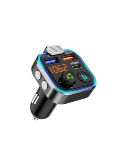 LENCENT Car FM Transmitter, Wireless Bluetooth 5.0 Radio Adapter Car Kit, PD3.0 Type C 20W+QC3.0 Car Fast Charger, Hands Free Calling, Bass Lossless Hi-Fi Sound Support U Disk