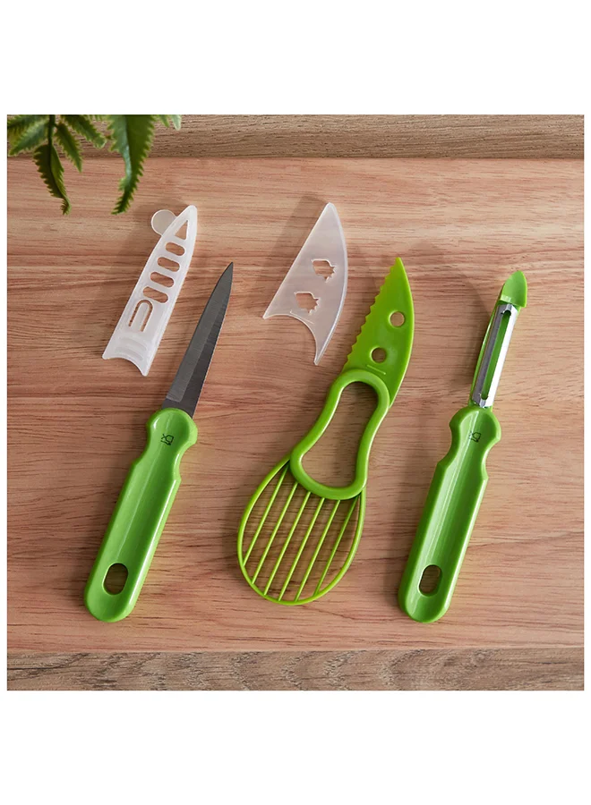 Home Box Easy Chef Avocado Mix 3 in 1 Gadget Slicer with Peeler and Knife 22.5 x 2.5 x 6.8 cm