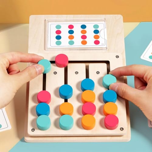PLUSPOINT Wooden Slide Puzzle Brain Teaser Colour Matching Board Puzzle for Kids Ages 4-10 Boys Girls Travel Games Road Trip Educational Learning Activities for Kids 4 Colour Matching Toys - Image 4
