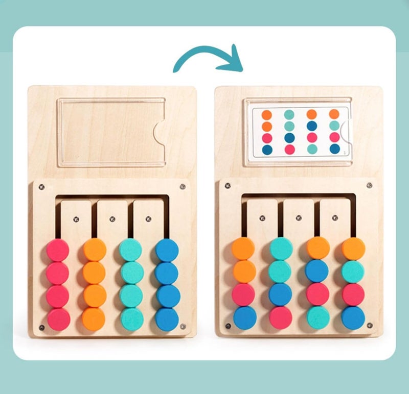PLUSPOINT Wooden Slide Puzzle Brain Teaser Colour Matching Board Puzzle for Kids Ages 4-10 Boys Girls Travel Games Road Trip Educational Learning Activities for Kids 4 Colour Matching Toys - Image 5