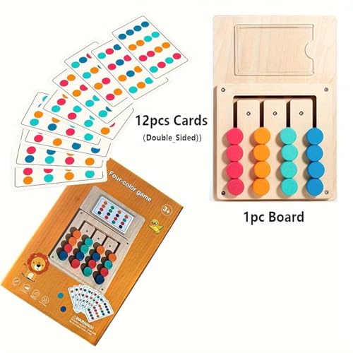 PLUSPOINT Wooden Slide Puzzle Brain Teaser Colour Matching Board Puzzle for Kids Ages 4-10 Boys Girls Travel Games Road Trip Educational Learning Activities for Kids 4 Colour Matching Toys - Image 2