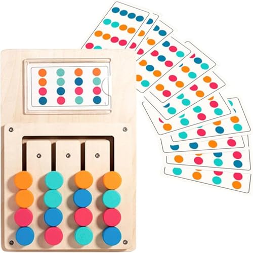 PLUSPOINT Wooden Slide Puzzle Brain Teaser Colour Matching Board Puzzle for Kids Ages 4-10 Boys Girls Travel Games Road Trip Educational Learning Activities for Kids 4 Colour Matching Toys - Image 1