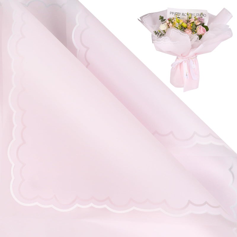 FUHITIM 20 Sheets Flower Wrapping Paper - Waterproof Floral Bouquet Wrapping Paper, Florist Supplies Packaging Paper for Wedding Birthday Gift DIY Crafts (Pink) - Image 1