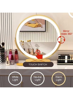 DubaiGallery Lighted Mirror Dressing Table Bedroom Makeup Table with Drawer - Gold Makeup Vanity Mirror and Stool  - Image 3