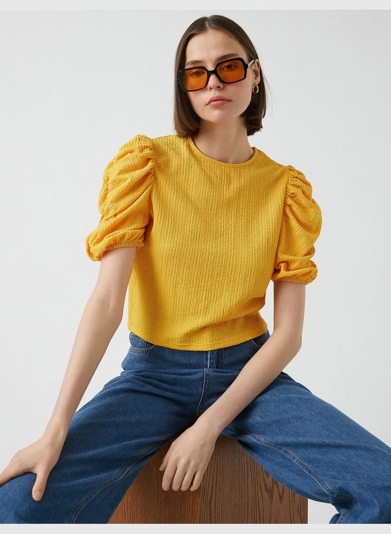 KOTON Shirred Puff Sleeve T-Shirt