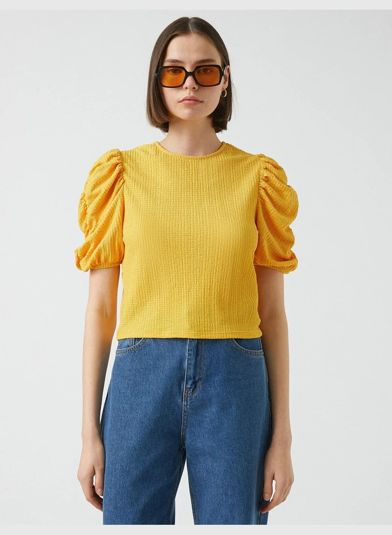 KOTON Shirred Puff Sleeve T-Shirt